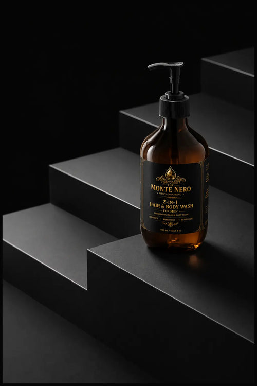 2-in-1 Hair & Body Wash for Men — luxury editorial product portrait